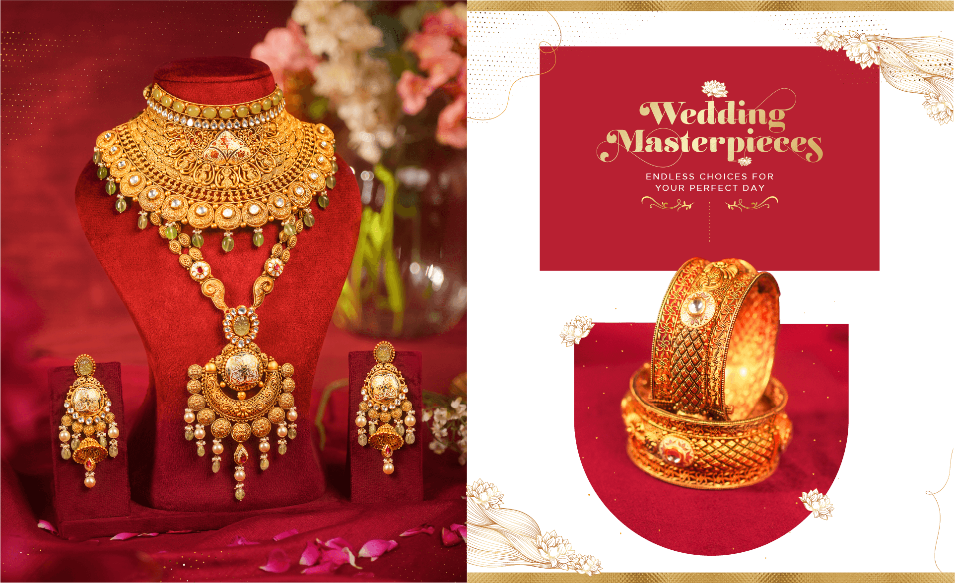 Traditional gold bridal necklace with intricate design for wedding Real Estate collection